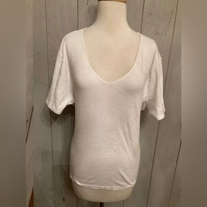 Talbots Woman T Shirt  2X Short Sleeve White Basic‎ Tee 100% Pima Cotton! V-neck